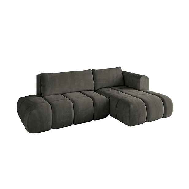 ALTDECOR ROHOVÁ SEDAČKA s funkcí spaní a otomanem, pravá CLOUD-L 280x185x90 Černá Velur