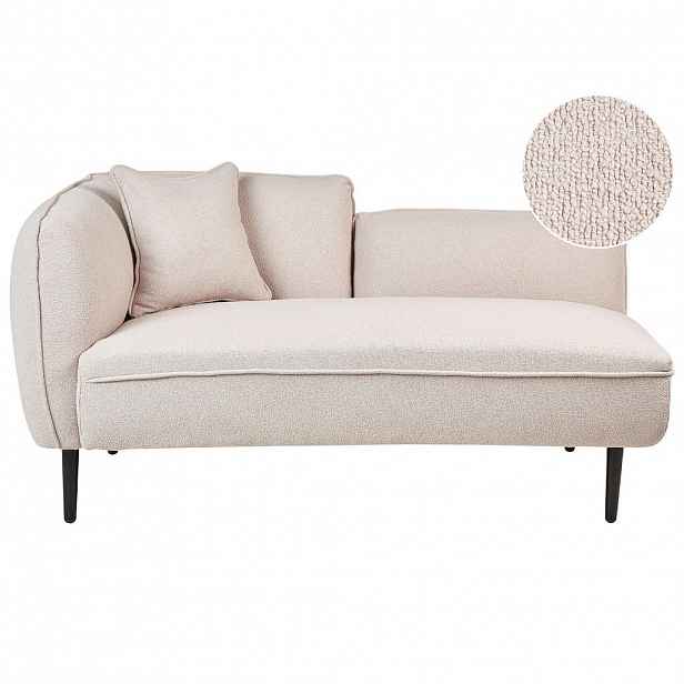 Beliani ČALOUNĚNÉ LEHÁTKO CHAISE LONGUE Bouclé světle béžové levostranné Chevannes