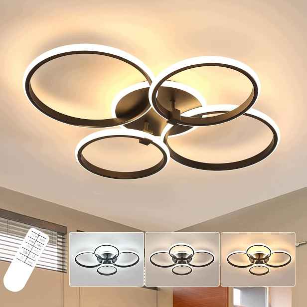 Led stropní svítidlo lustr černý moderní obývací pokoj stmívatelný dálkové ovládání 39W