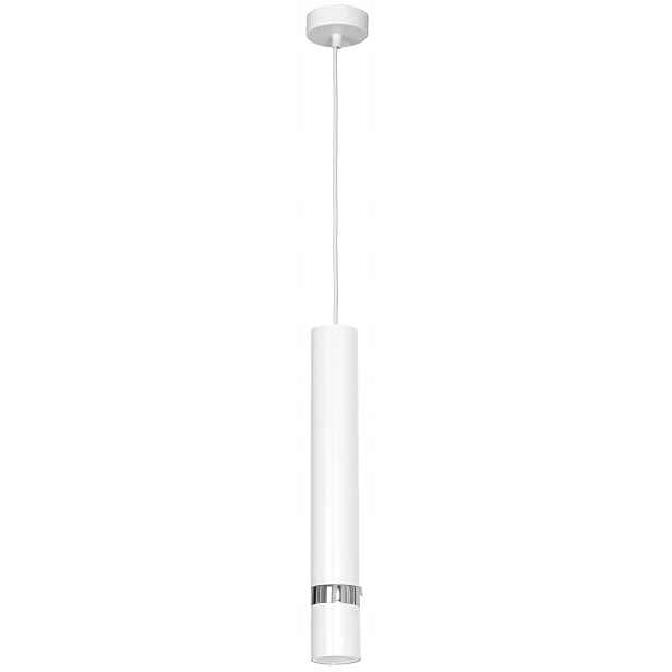 Závěsná lampa Reno Bílá Stříbrná 1xGU10 tuba regulace výšky