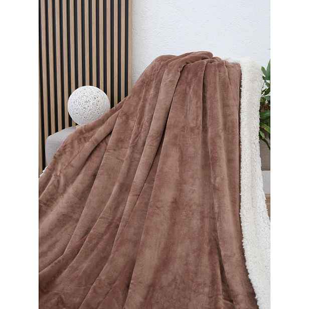 MKLuzkoviny.cz Beránková deka mikroplyš Exclusive 220 × 200 cm – Laura mocha mousse