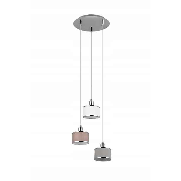 Moderní dekorativní závěsná lampa kulatá se stříbrnými stínítky, 3 body Trio