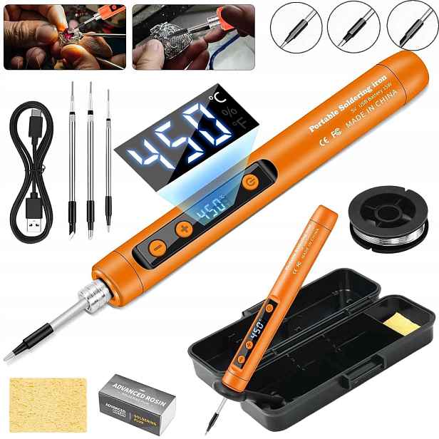 Silná Páječka S Teplotním Rozsahem 180-450°C 1100MAH Oranžová Barva