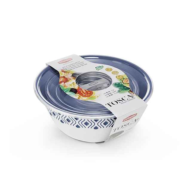 STEFANPLAST Plastová miska Tosca, bílý/modrý set 3ks s víkem