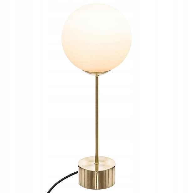 Stolní Lampa Skleněná Koule Bílá 43X15X15 CM Kov E14 Ze Sítě