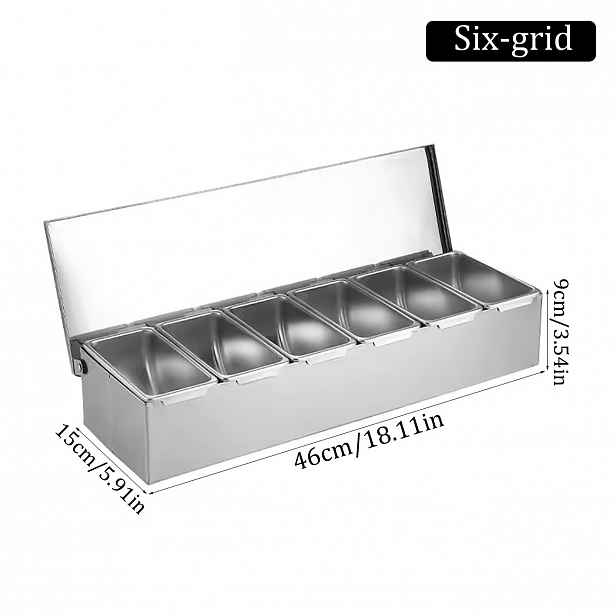 TEMU Nerezový box na koření se 3/4/5/6 přihrádkami, s protiprachovým krytem, domácí dóza na koření, zesílený materiál, snadno se čistí, vhodný pro
