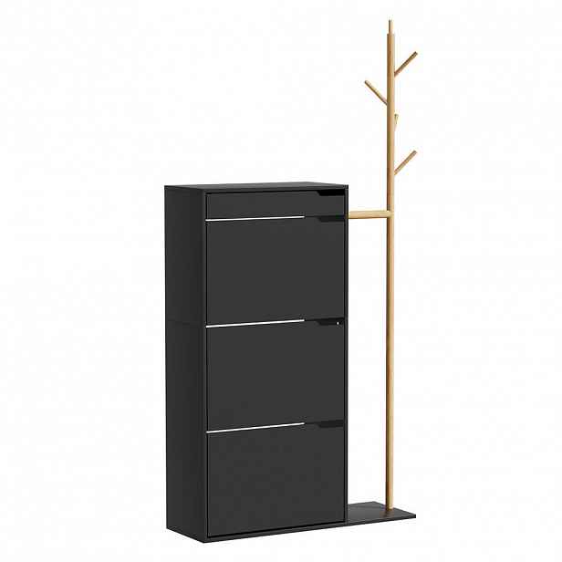 Vicco SKŘÍŇ NA BOTY Ivo Černá 90 x 181.5 cm se 3 přihrádkami, 1 zásuvkou