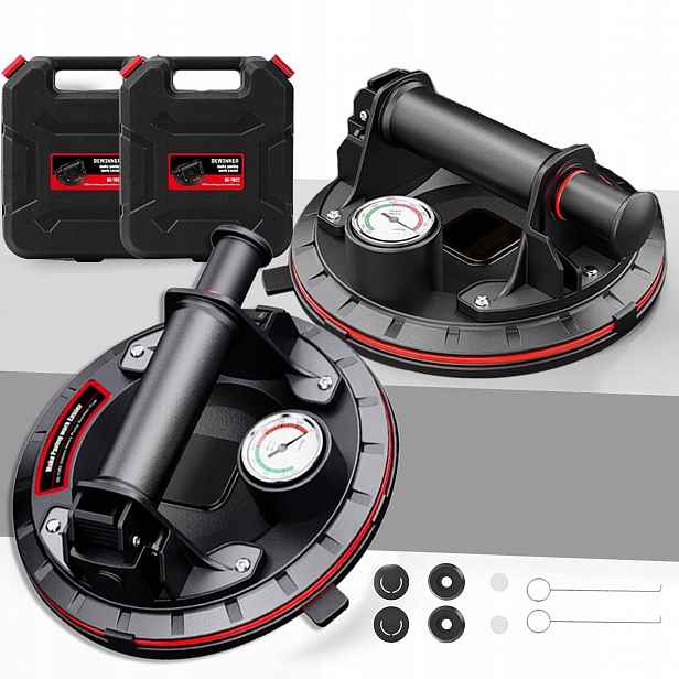 2x Držák Přísavka S Manometrem A Pumpičkou Pro Glazuru Dlaždic 300KG Mechanická