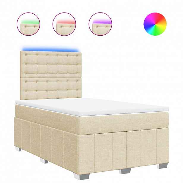 vidaXL Box spring postel s matrací krémová 120x200 cm textil