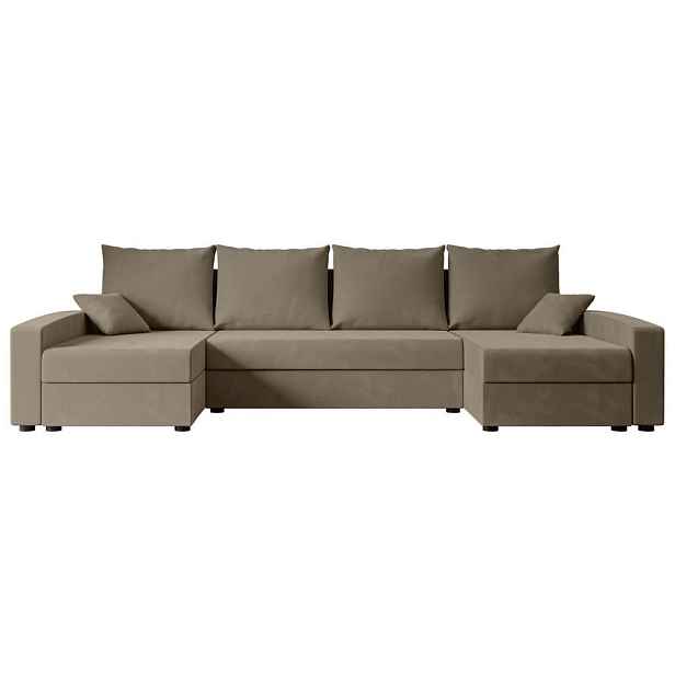 ALTDECOR SEDACÍ SOUPRAVA ve tvaru U s funkcí spaní a úložným prostorem ALESIA-U 301x140x90 Hnědá Velur