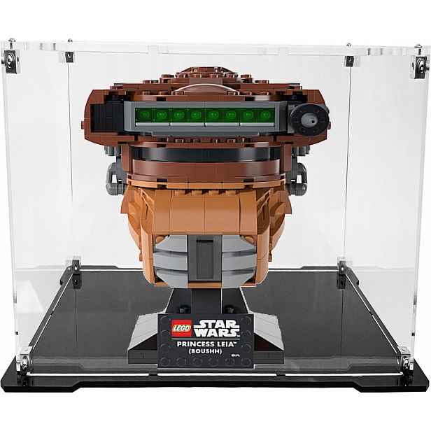 Vitrína s černou základnou pro stavebnici Lego 75351 Helma princezny Lei