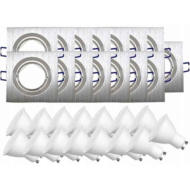 15 x Nastavitelná Hliníková Lampa Stropní Lampa Inox Led Žárovky 1,5W