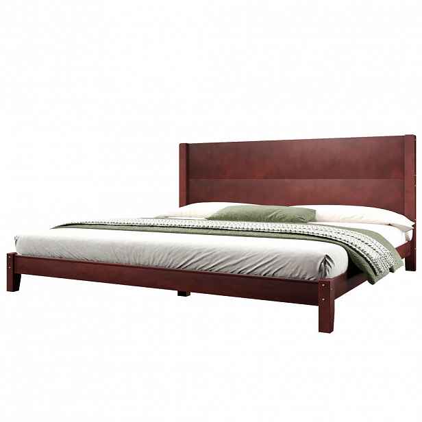 CHICFURN POSTELOVÝ RÁM 180/200 cm v hnědé barvě s čelem a lamelovým roštem