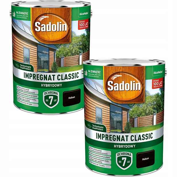 Set Sadolin Classic 2x4,5L Hybridní Impregnat Na Dřevo Eben 9L