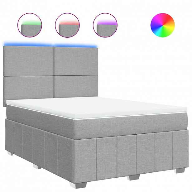 vidaXL Box spring postel s matrací světle šedá 140 x 190 cm textil
