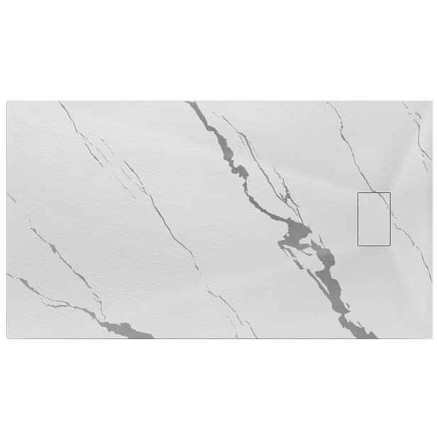BESCO Obdélníková sprchová vanička VEXO MARBLE - bílá — Barva - Bílá, Nožičky k vaně - Bez nožiček, Rozměr A - 120, Rozměr B - 80
