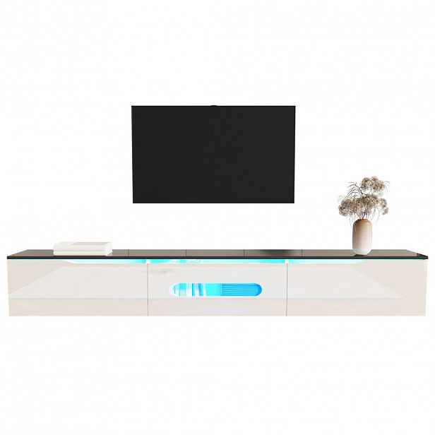 OKWISH TV stolek 180/35/30 cm černá/bílá z MDF a dřevotřísky s LED osvětlením a tichým dovíráním