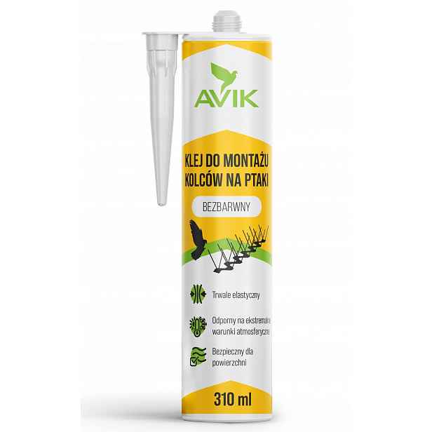 Profesionální Bezbarvé Lepidlo Pro Montáž Hrotů Na Ptáky Holuby Avik 310 ML
