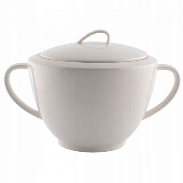 Váza s víkem 2,5 l na polévku z vývaru, porcelánová mísa MariaPaula Nova Ecru