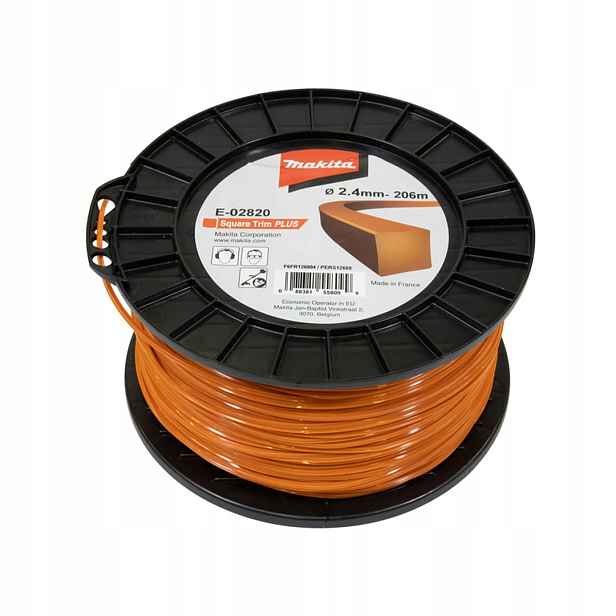 Žací struna nylonová 2,4 mm x 206 m Makita E-02820 čtvercová oranžová