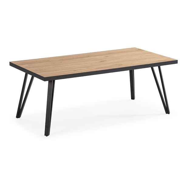 Černý/přírodní konferenční stolek s deskou v dubovém dekoru 60x120 cm Sindi – Marckeric