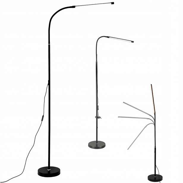 Led Stojací Lampa S Nastavitelným Úhlem 12W 140 CM Černá