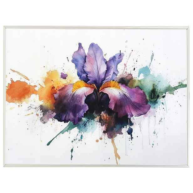 Plakát Rámeček Hliník Akvarel Příroda Květ Fialový Irys Splash 80x60