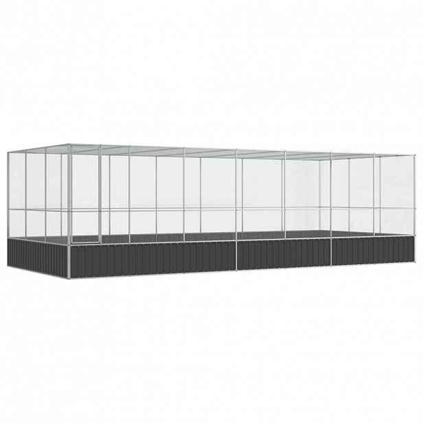 vidaXL Voliéra s nástavbou stříbrná 725 x 307 x 212 cm ocel