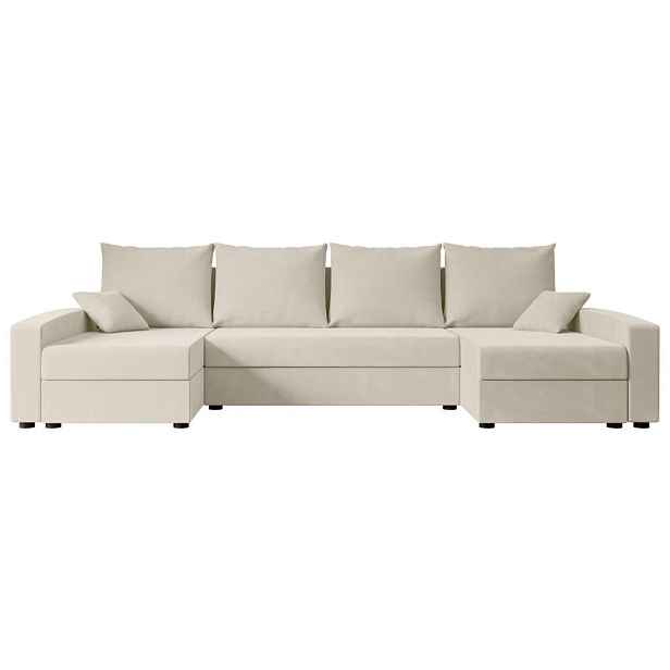 ALTDECOR SEDACÍ SOUPRAVA ve tvaru U s funkcí spaní a úložným prostorem ALESIA-U 301x140x90 Béžová Velur