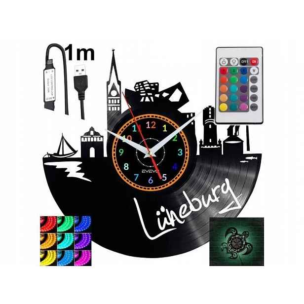 Luneburg Dárek Originální dekorace do domu Hodiny z vinylové desky