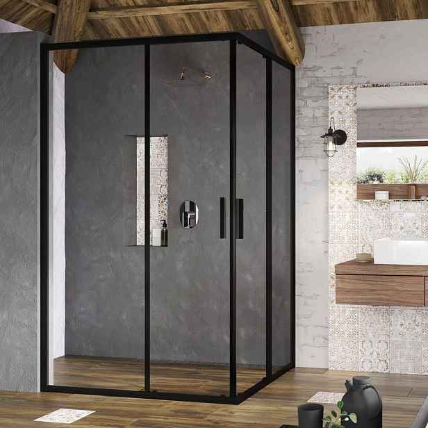 Sprchové dveře 100x190 cm Ravak Blix Slim černý lesklý X1XMA0300Z1
