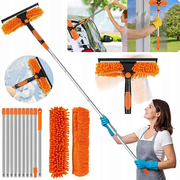 Teleskopická Myčka Na Okna, Mop, Stěrka Na Sklo, Dlouhá 2V1