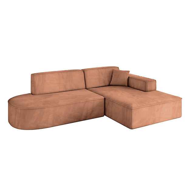 ALTDECOR ROHOVÁ SEDAČKA s otomanem, pravá IREA-L1-v4 232x165x77 Meruňková Velur
