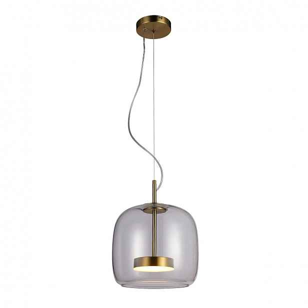 Caste, moderní, dekorativní, zlatá závěsná Led lampa s kouřovým stínidlem