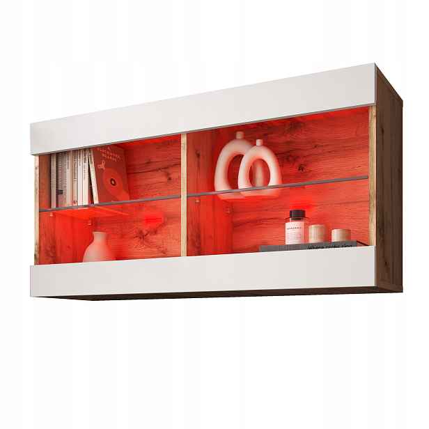 komodee Tivoli Nástěnná skříňka Horizontální Dub Wotan-Bílá Rgb Led