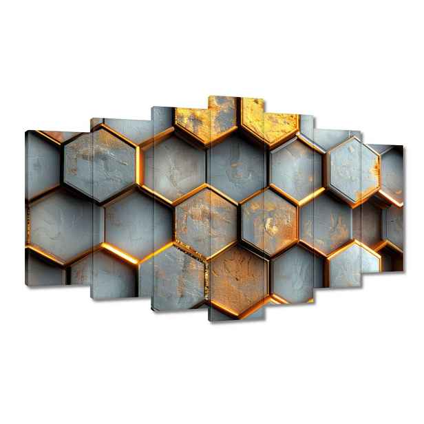 Obrazy 140x80 Zlaté hexagonální dlaždice