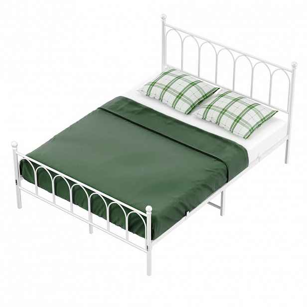 STILVORA KOVOVÁ POSTEL 140/200 cm s úložným prostorem pod postelí, s roštem, bílá