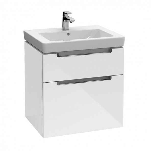Villeroy & Boch Subway 2.0 - Umyvadlová skříňka, 59x59x45 cm, 2 zásuvky, Glosy White A90910DH