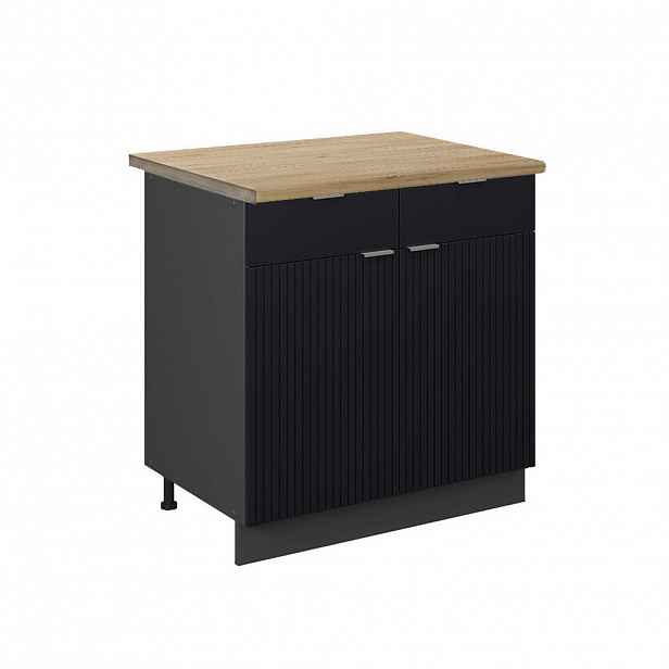 Vicco SPODNÍ SKŘÍŇKA KUCHYŇSKÉ LINKY Fame-Line Černý pruhovaný 80 cm , PD Dub