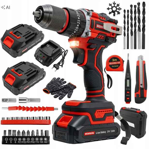 Aku Šroubovák příklepový šroubovák Werkberg Pro 20V 60Nm 2x2Ah Li-Ion