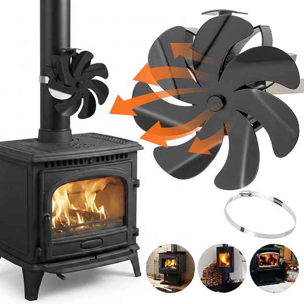 Krbový Ventilátor Se 7 Čepelemi, Tichý Krbový Ventilátor Napájený Teplem
