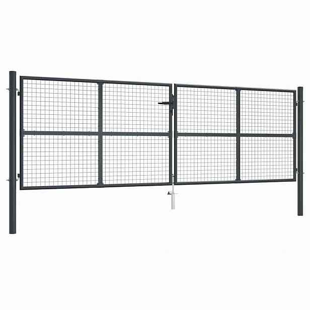 vidaXL Pletivá zahradní branka pozinkovaná ocel 400 x 125 cm šedá