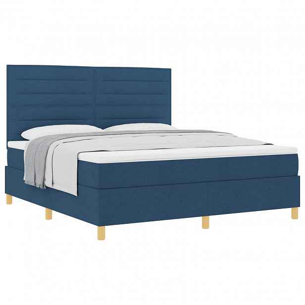 vidaXL Postel s boxspringem s čelo Modrá 180 x 200 cm textil