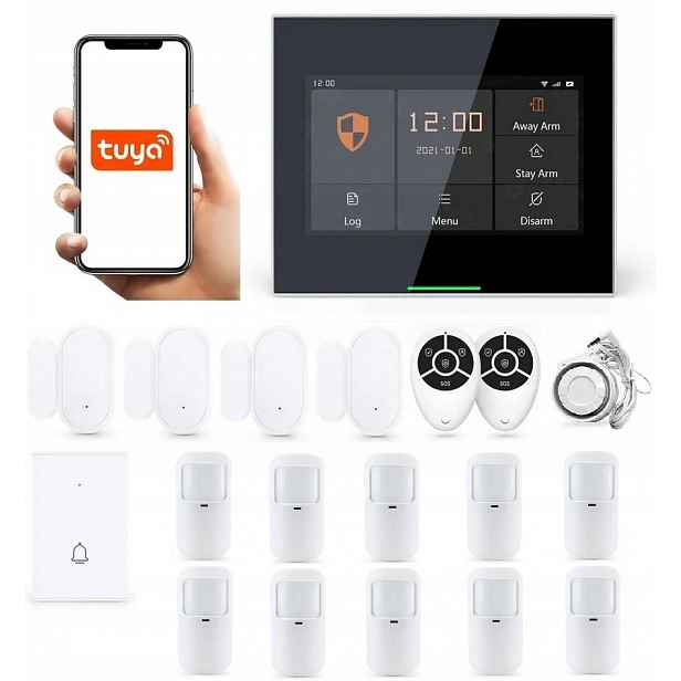 LCD Alarmový Systém 4.3' Gsm WiFi Sms Zvonek Tuya Smart V Polštině 10xPIR