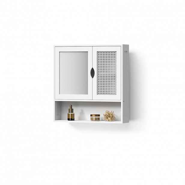 Livinity® KOUPELNOVÁ ZRCADLOVÁ SKŘÍŇKA Mincio, Bílá, 56 x 58 cm se 2 dveřmi