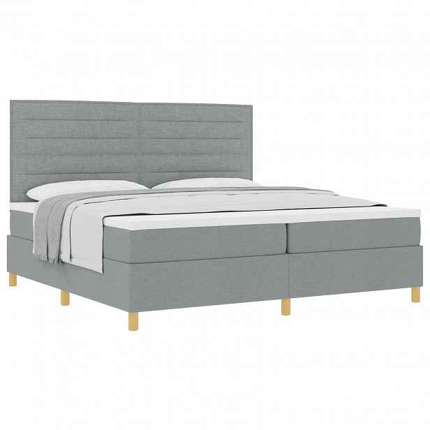 vidaXL Postel s boxspringem s matrací Světle šedá 200 x 200 cm textil