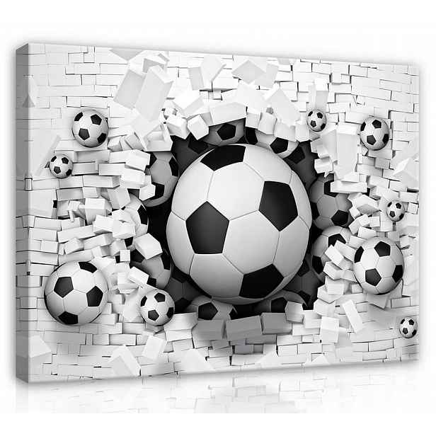 Obraz Na Plátně Canvas 100x75 Fotbal Sport Cihlová Zeď 3D