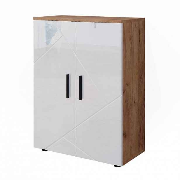 Vicco STŘEDNÍ SKŘÍŇKA Irma Bílý vysoký lesk/zlatý dub power 60 x 81 cm