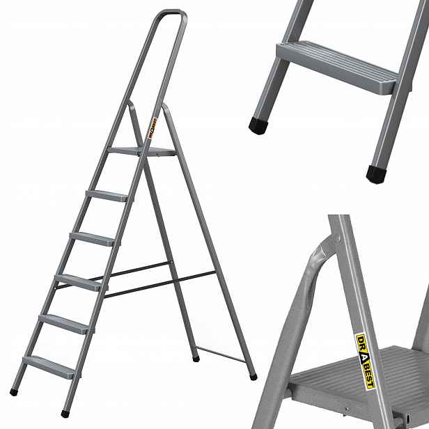 Žebřík z oceli, jednostranný, 6stupňový Drabest