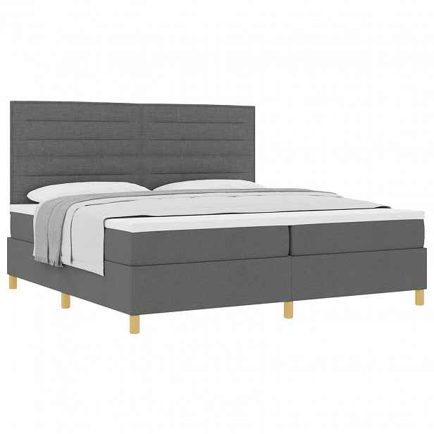 vidaXL Postel s boxspringem s matrací Tmavě šedá 200 x 200 cm textil